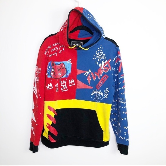 REASON Streetwear graphic color block hooded sweatshirt - Picture 12 of 14